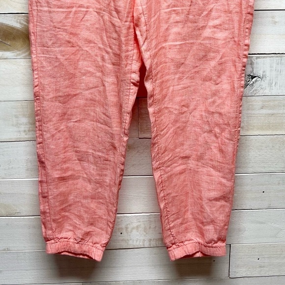 Athleta Pants Womens 10 Orange Persimmon Linen Retreat Joggers Zip Pockets - Picture 5 of 14